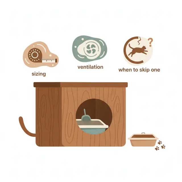 Litter box enclosure buying guide (2026): sizing, ventilation, and when to skip one